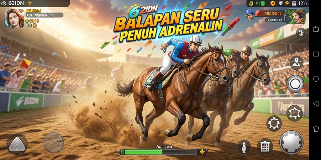 Screenshot gameplay 62IDN yang menampilkan balapan mendebarkan.