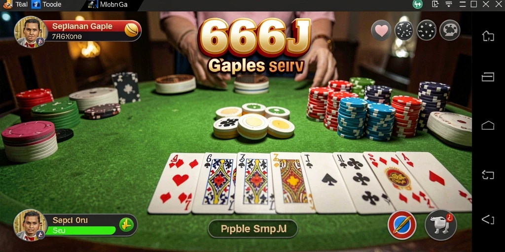 Tampilan gameplay Gaple yang menarik dan interaktif di 666J.