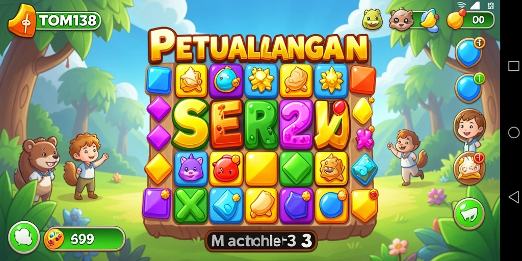 Tampilan gameplay ATOM138 yang menampilkan keseruan permainan Match-3.