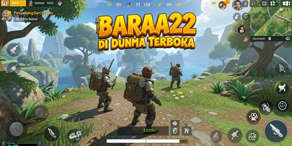 Tampilan gameplay BARA22 yang menampilkan dunia terbuka yang luas.
