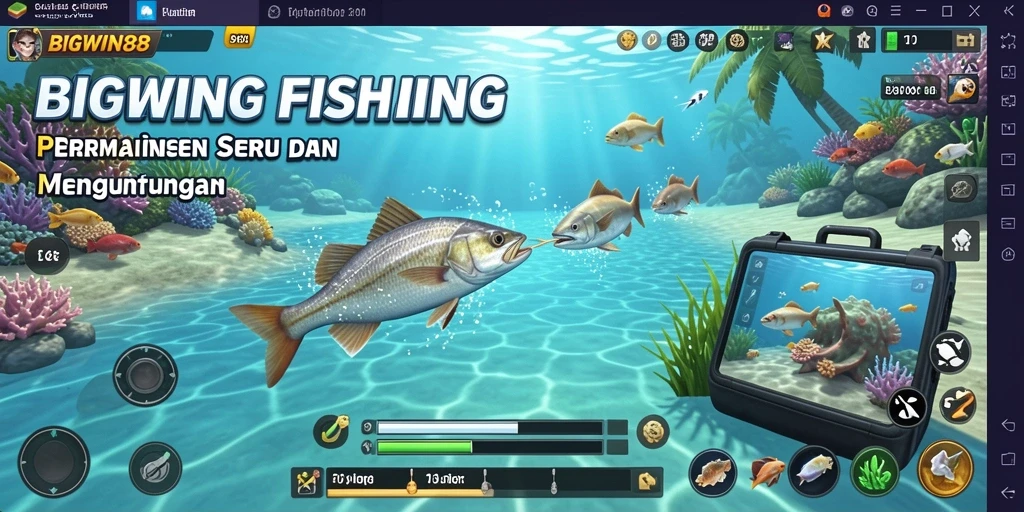 Screenshot gameplay BIGWIN88 menunjukkan suasana memancing yang seru.