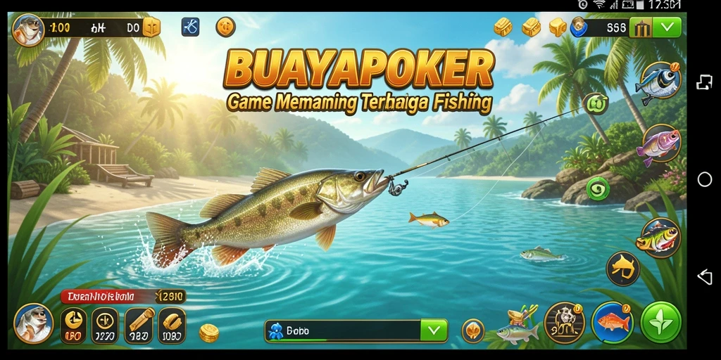 Tampilan gameplay menarik dalam <strong>BUAYAPOKER</strong> saat memancing ikan.