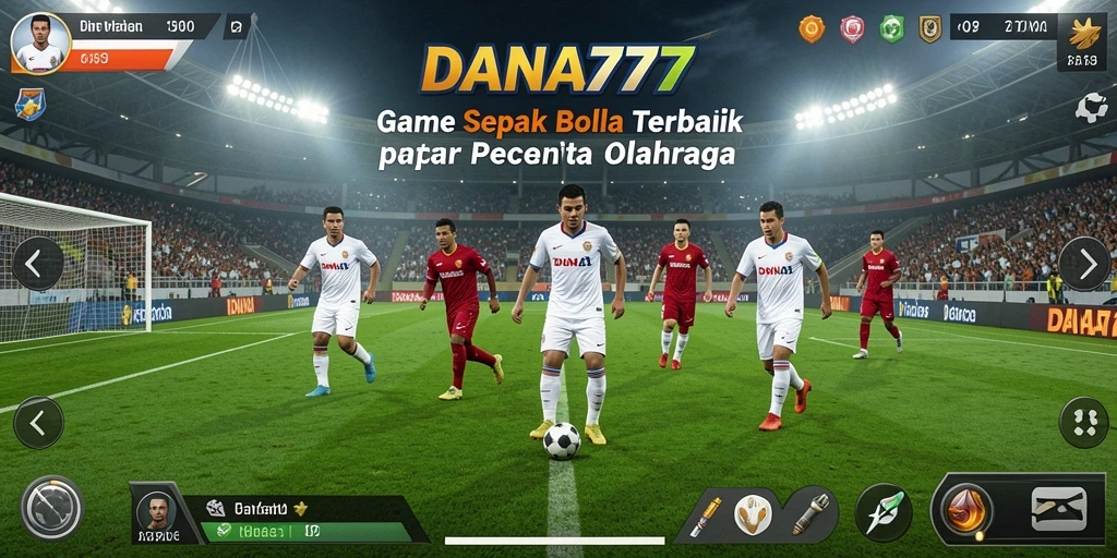 Tampilan gameplay DANA777 yang memperlihatkan aksi sepak bola seru.