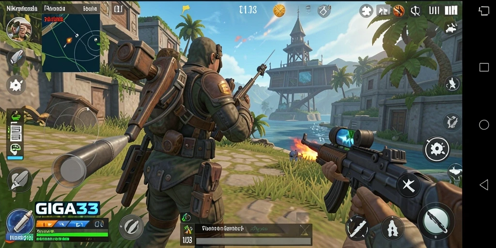 Tampilan gameplay GIGA33 menunjukkan interaksi mendalam dan lingkungan yang kaya.