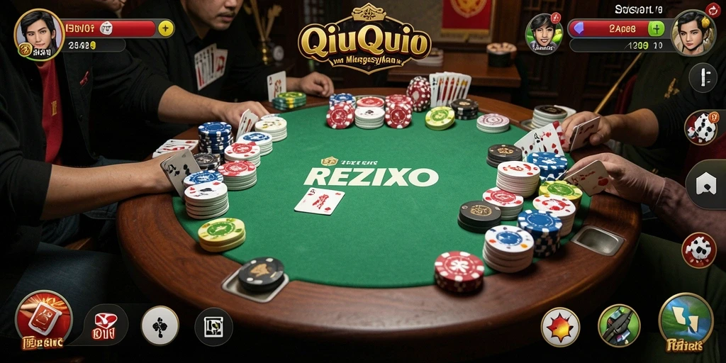 Tampilan menarik dari gameplay QiuQiu di REZIXO.