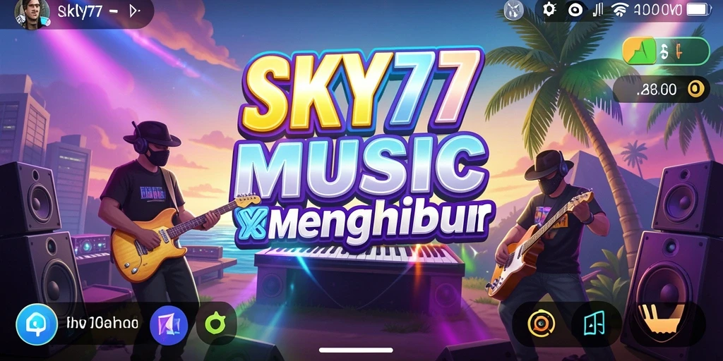Tangkapan layar dari gameplay SKY77 dengan irama musik yang seru.
