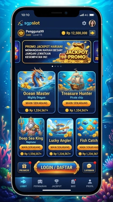 Tampilan utama aplikasi sgpslot yang user-friendly.